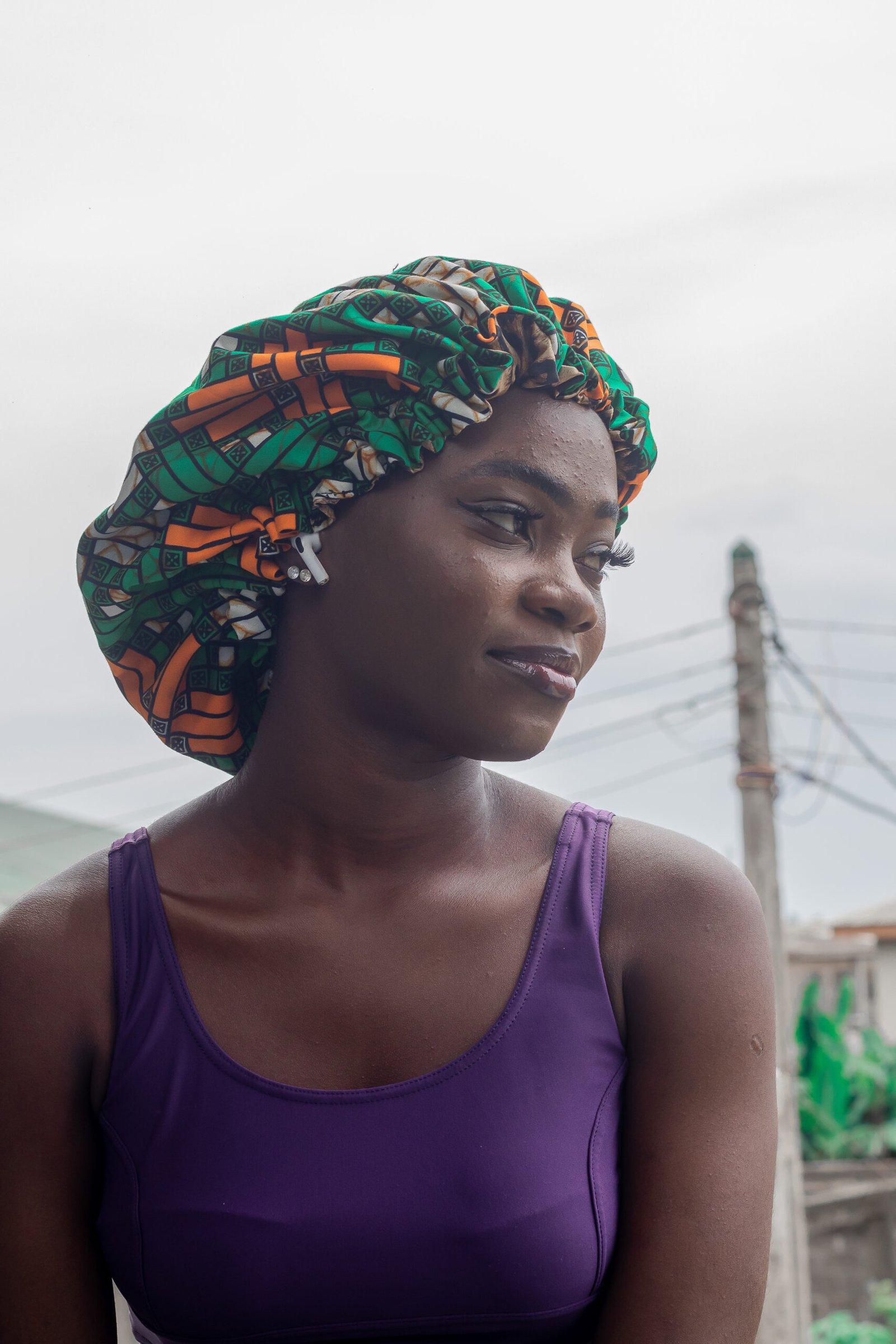 Koko African Print Satin Bonnet